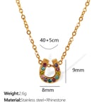 Gold color / 1 Piece Simple Series Stainless Steel  Gold Color Rhinestone Women's Pendant Necklaces Picture2